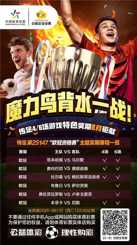 魔力鸟背水一战!传足特色奖期第25147期聚焦欧冠资格赛